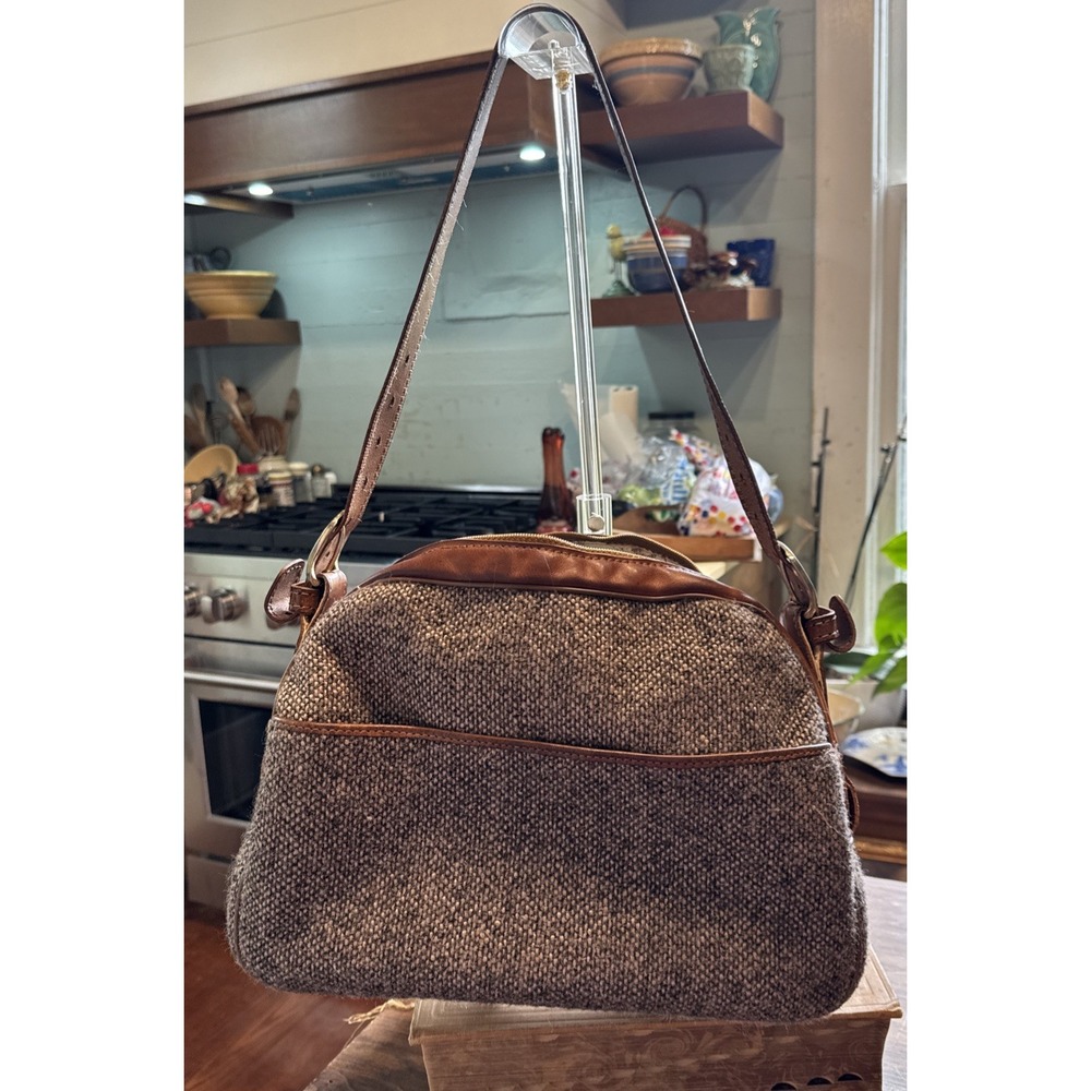 Hartmann Tweed Leather Carry On Shoulder Bag Travel Overnight Weekender Luggage
